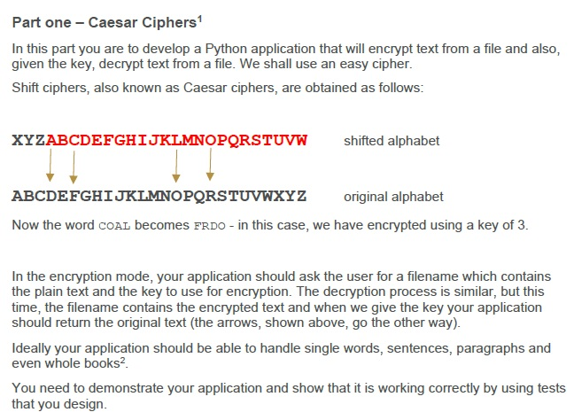Solved Part one - Caesar Ciphers? In this part you are to | Chegg.com