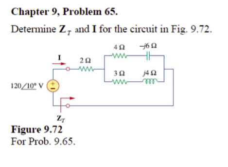 Solved Determine ZT and I for the circuit in Fig. 9.72. | Chegg.com