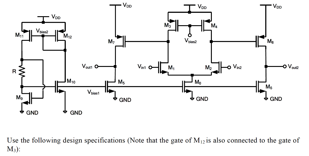 3. Design a two-stage differential amplifier based on | Chegg.com