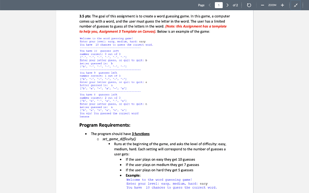 Solved Page of 2 ZOOM 3.5 pts: The goal of this | Chegg.com