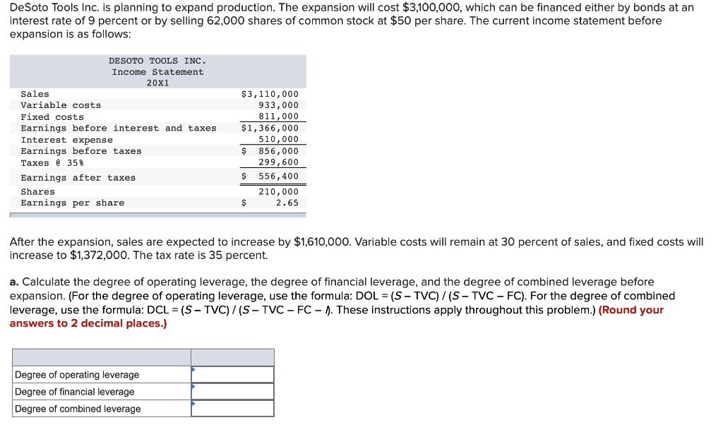 solved-desoto-tools-inc-is-planning-to-expand-production-chegg