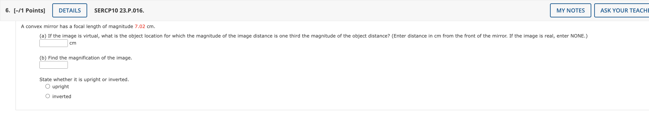 cm (b) Find the magnification of the image. State | Chegg.com