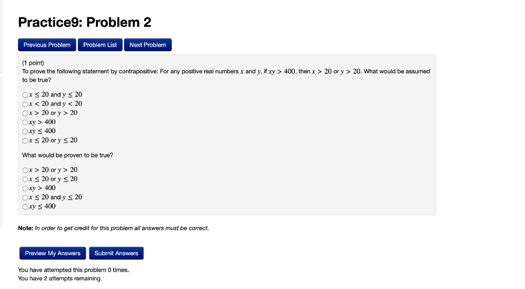 Solved (1 Point) To Prove The Following Statement By | Chegg.com