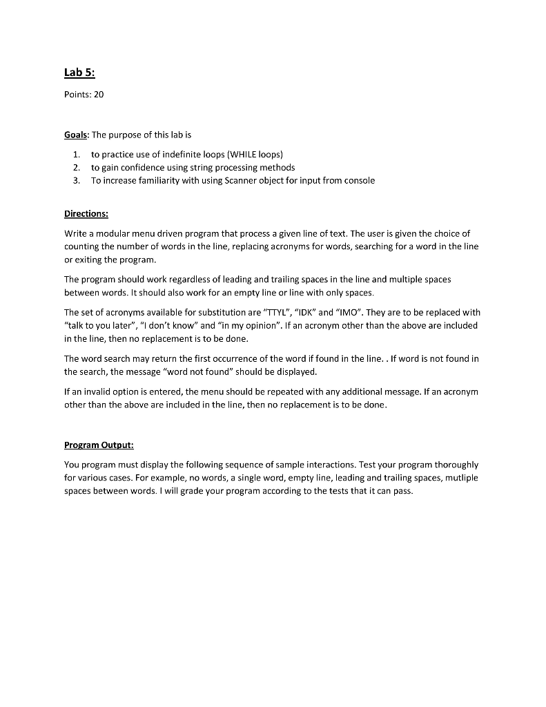 Solved Write a modular menu driven program that process a | Chegg.com