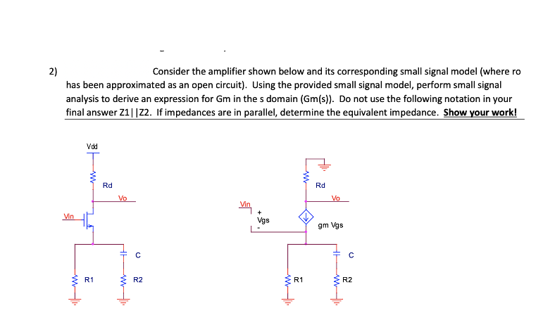 Solved ) 2) Consider the amplifier shown below and its | Chegg.com