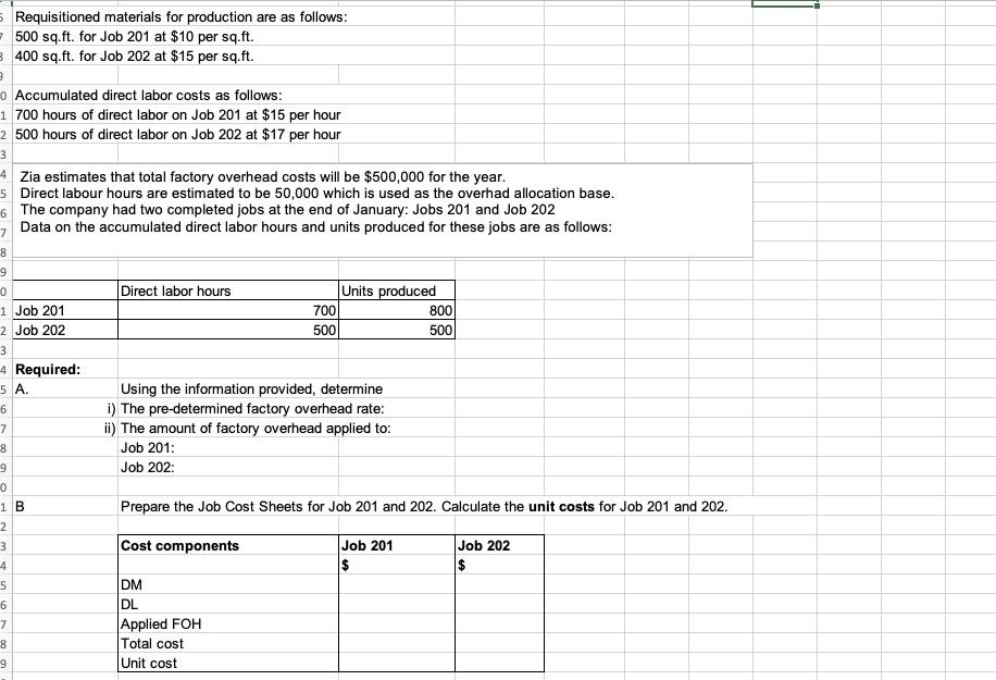Solved Requisitioned materials for production are as