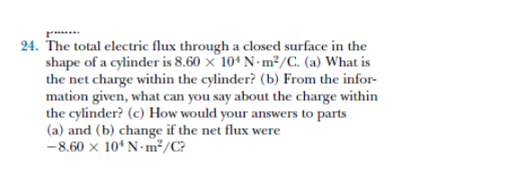 Solved 24. The total electric flux through a closed surface | Chegg.com