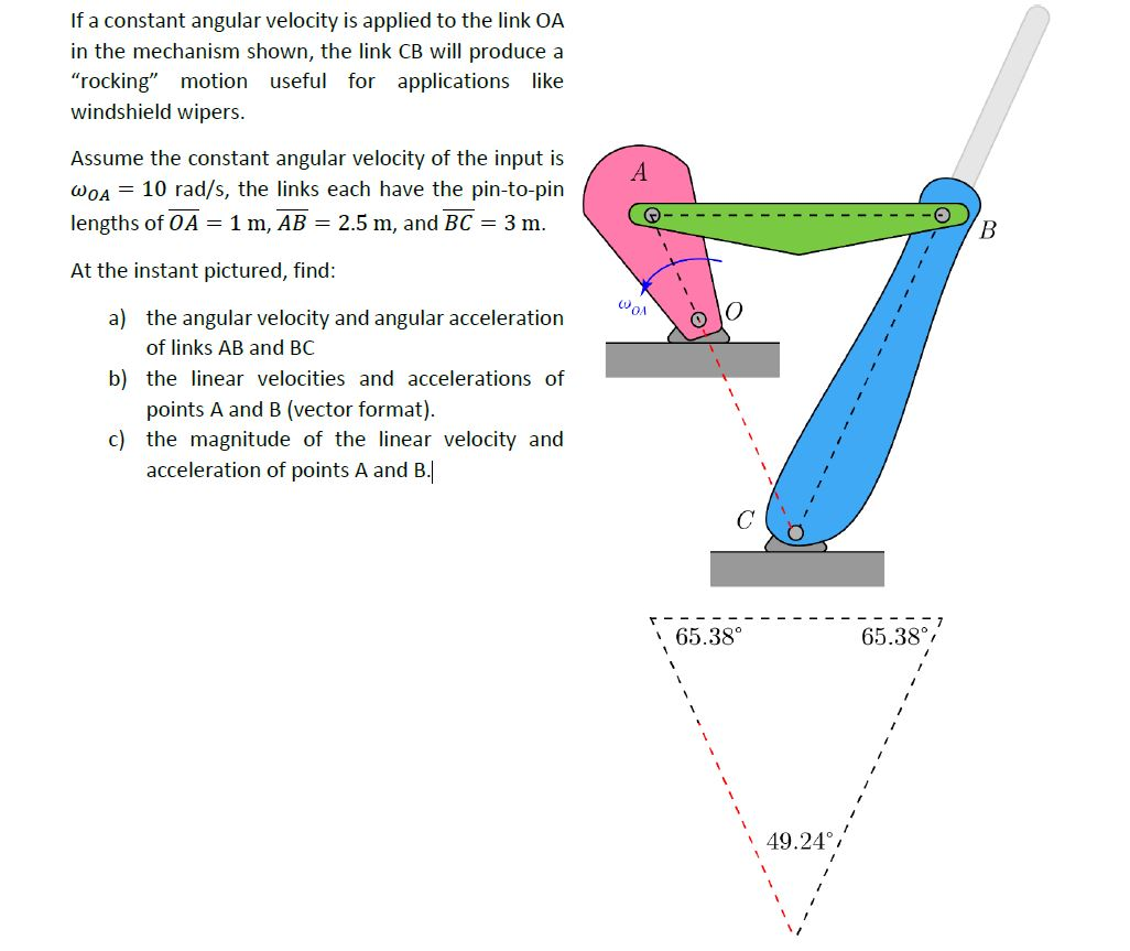 Solved If a constant angular velocity is applied to the link