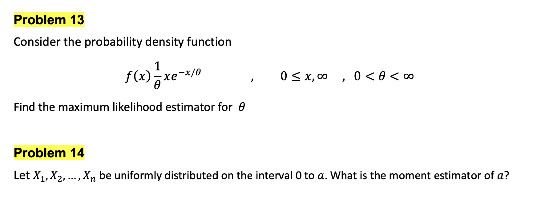 Solved Problem 13 Consider the probability density function | Chegg.com