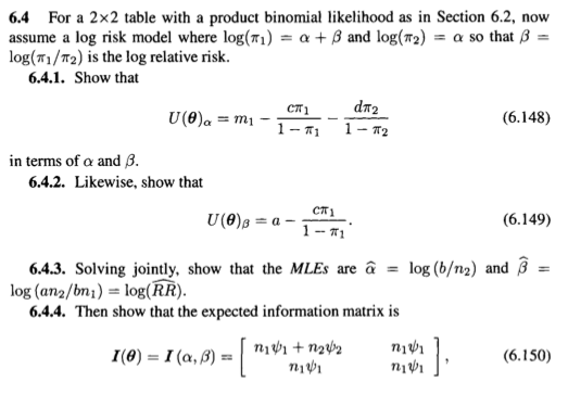 Solved 6 4 For A 2x2 Table With A Product Binomial Chegg Com