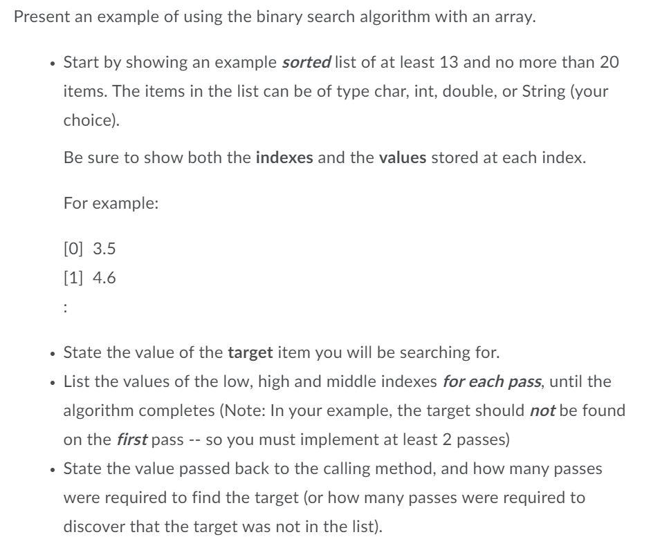 Solved Present an example of using the binary search | Chegg.com