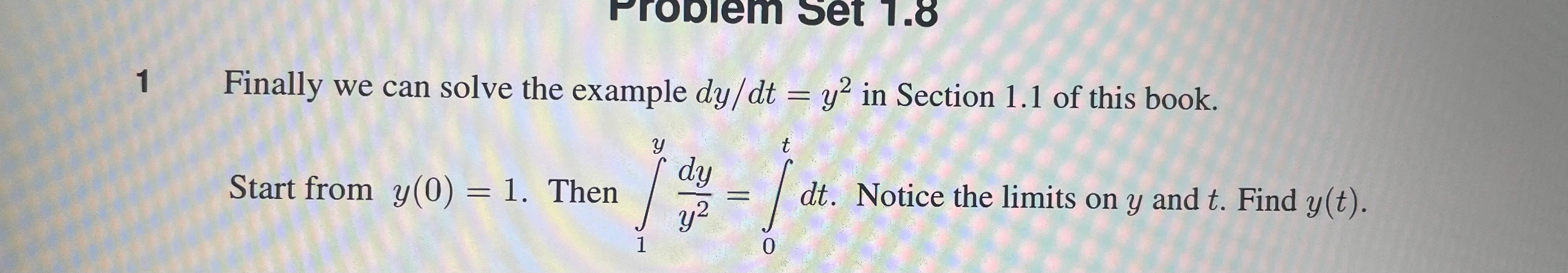 Solved Problem Set 1.8 1 Finally we can solve the example | Chegg.com