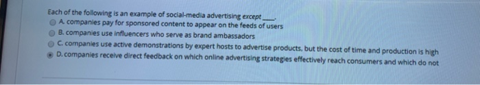 Solved Each of the following is an example of social-media | Chegg.com