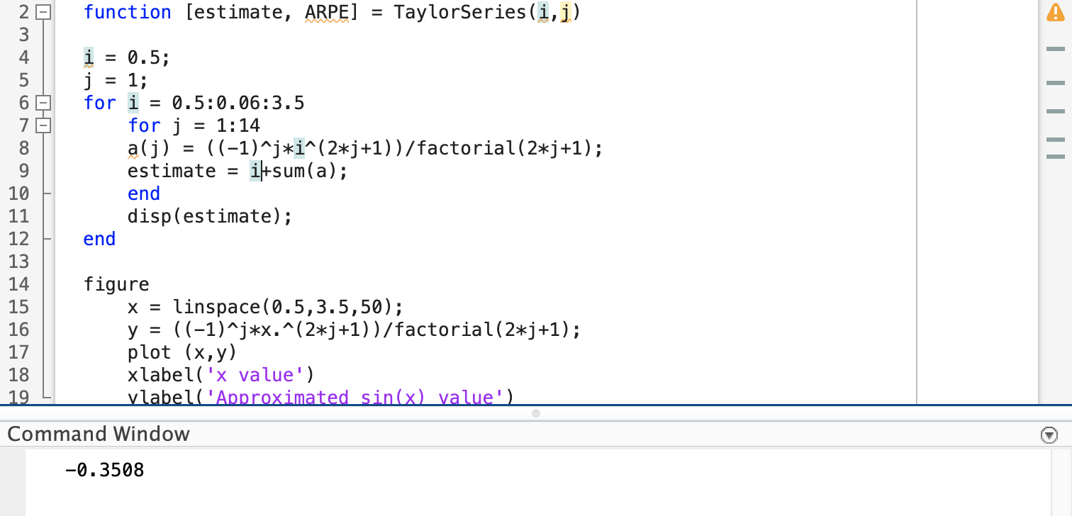 Solved I want to plot an approximated sin value vs x value | Chegg.com