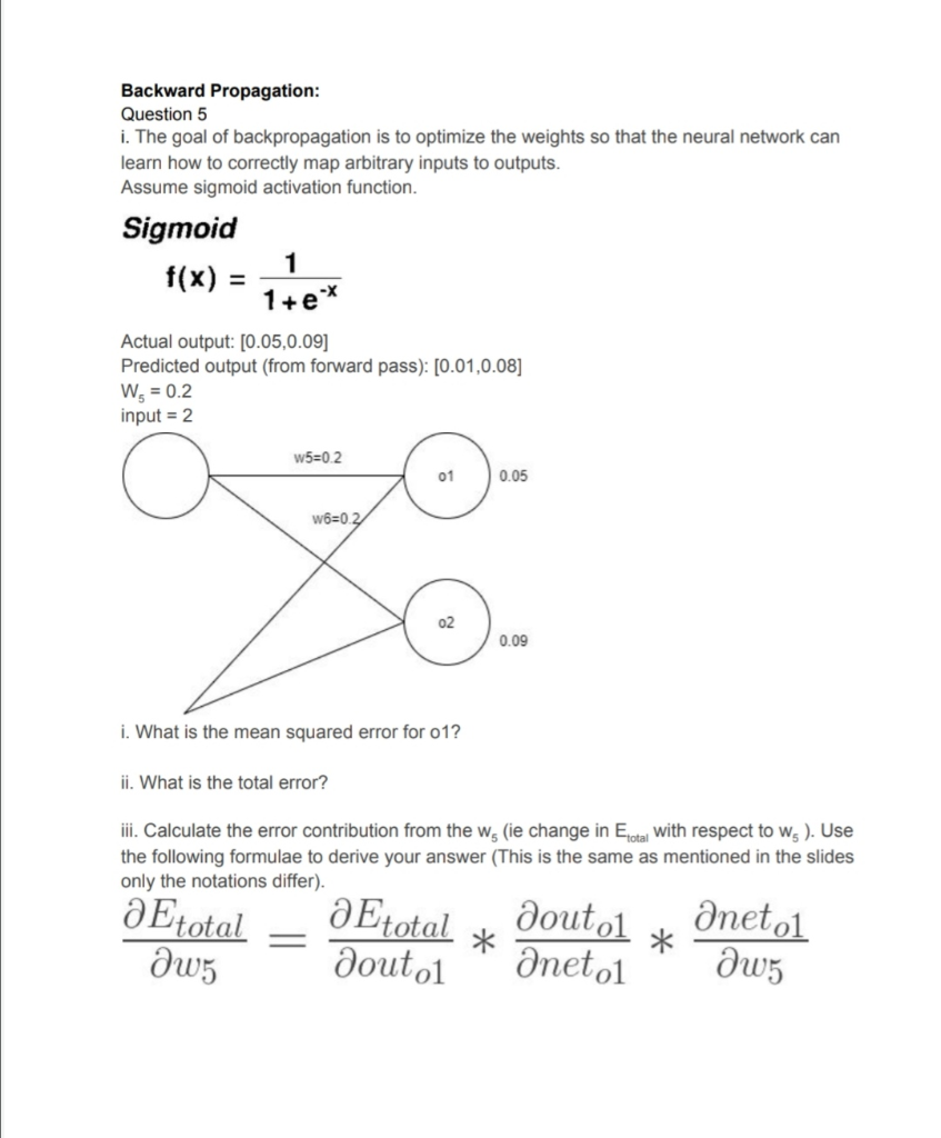 Solved Backward Propagation Question 5 I The Goal Of Chegg Solved Backward Propagation Question 5 I The Goal Of Chegg