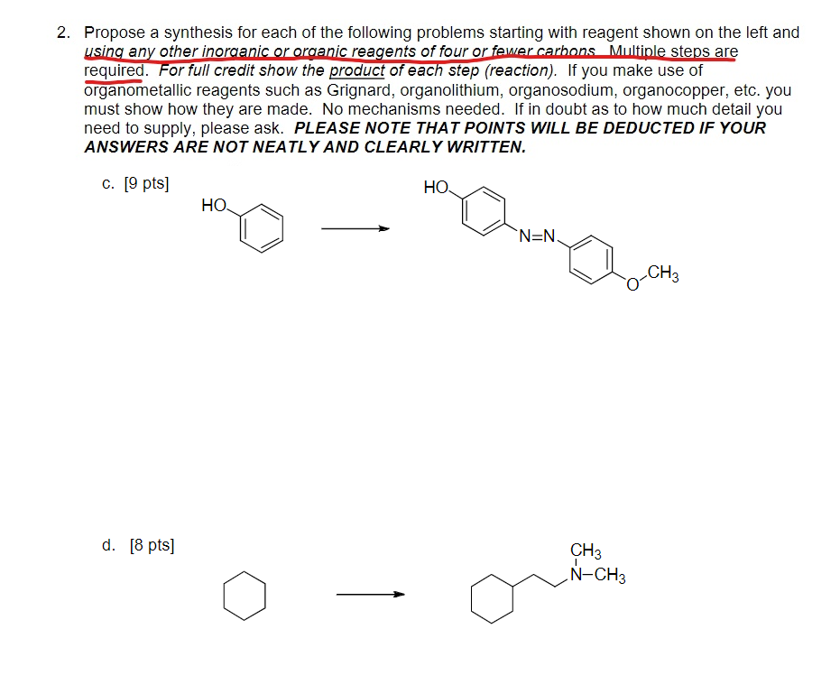Solved 2. Propose a synthesis for each of the following | Chegg.com