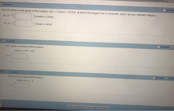 Solved My Note Find all points on the graph of the function | Chegg.com