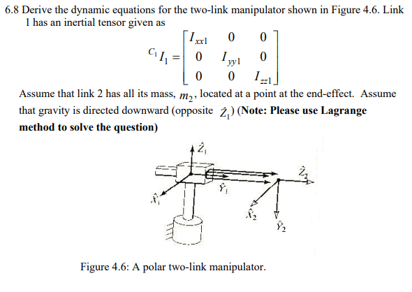 Solved 6.8 Derive the dynamic equations for the two-link | Chegg.com