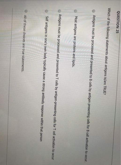 Solved QUESTION 25 Which of the following statements about | Chegg.com