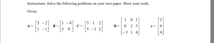 Solved Instructions: Solve the following problems on your | Chegg.com