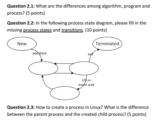 Solved Question 2.1: What are the differences among | Chegg.com image.