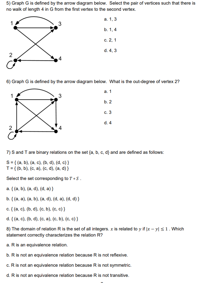 Solved 5 Graph G Is Defined By The Arrow Diagram Below Chegg Com