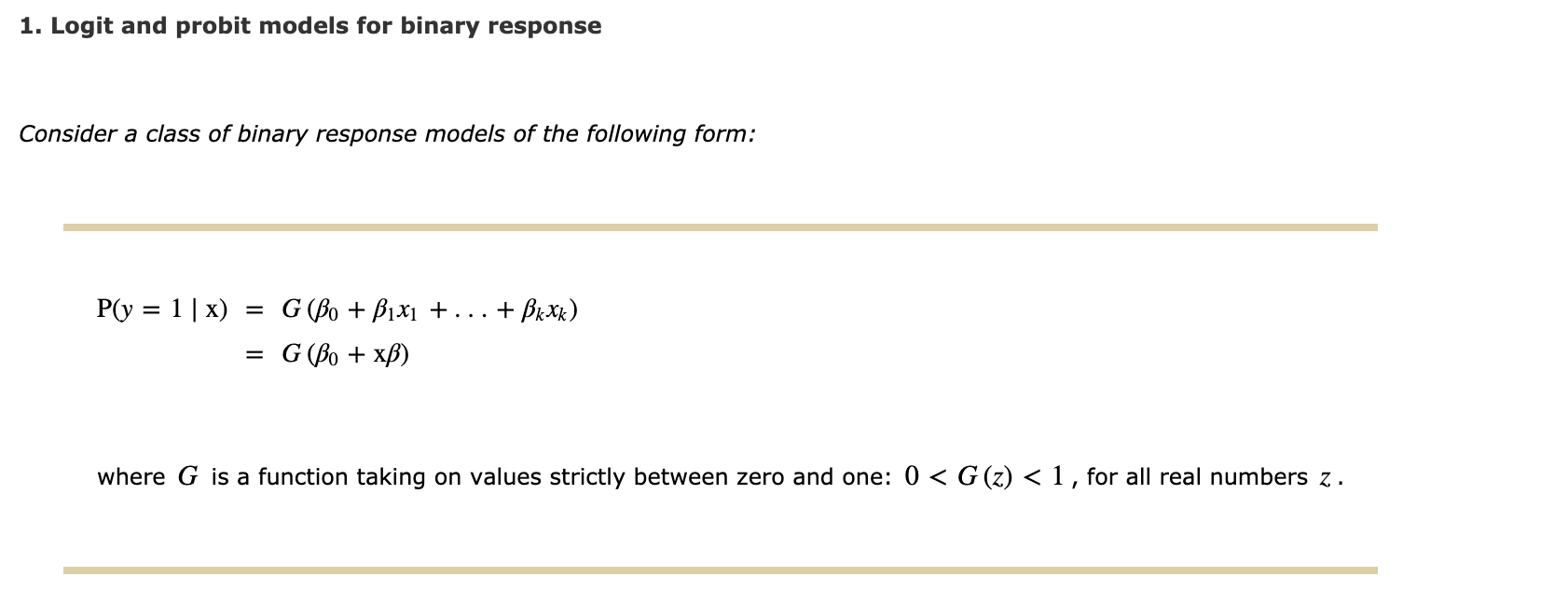 Solved 1. Logit and probit models for binary response | Chegg.com