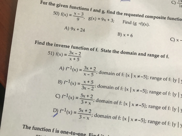 Solved C) 16 For the given functions f and g, find the | Chegg.com