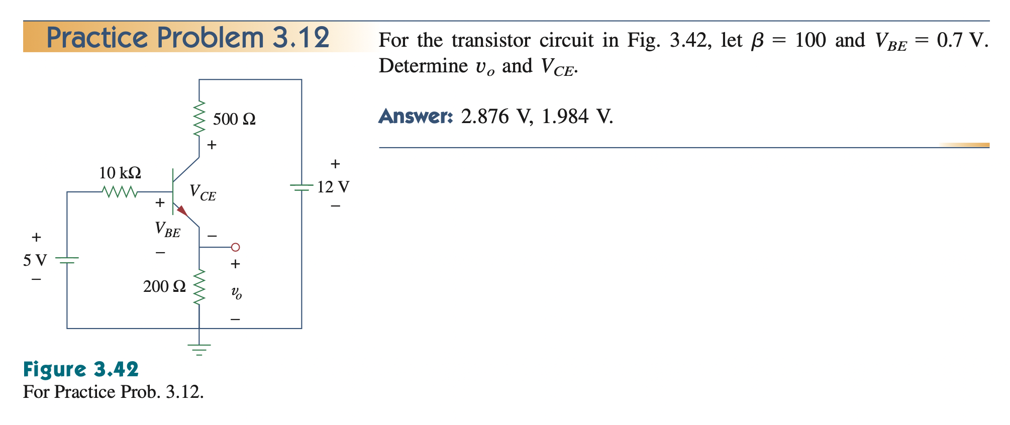 Solved Practice Problem 3.12 For the transistor circuit in