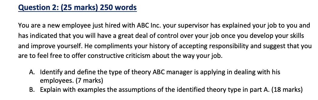 Example 25 Mark Answer Solved Question 2: (25 marks) 250 words You are a new | Chegg.com