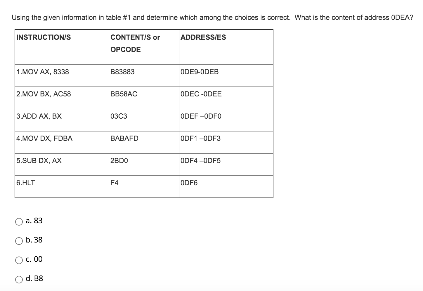 Solved Using The Given Information In Table #1 And Determine | Chegg.com