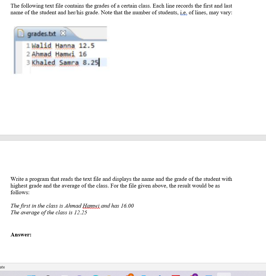 Solved The following text file contains the grades of a | Chegg.com