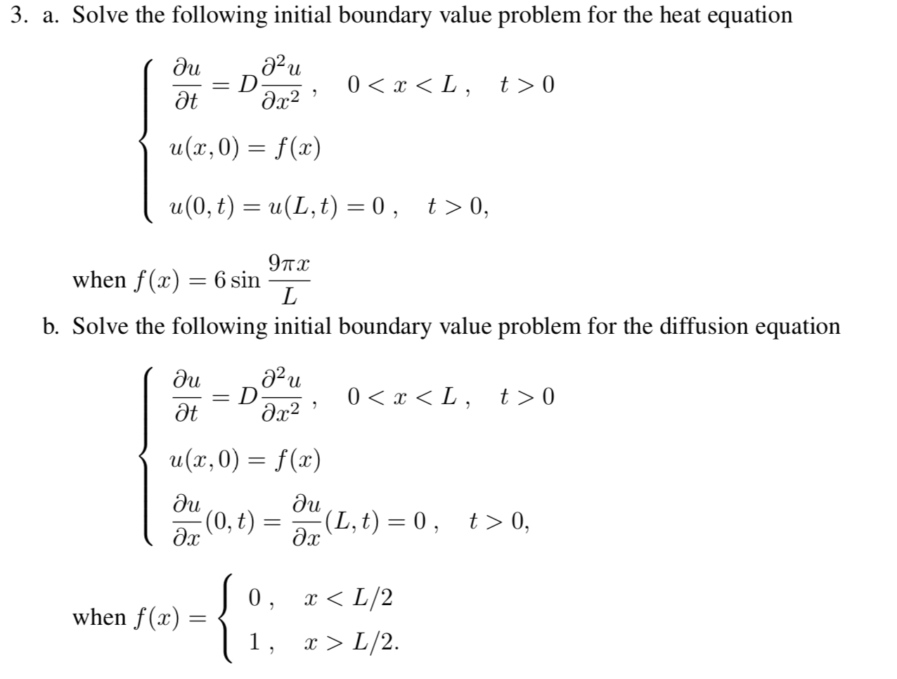 Solved 3 A Solve The Following Initial Boundary Value P Chegg Com