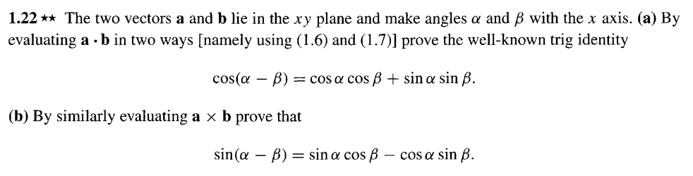Solved 1.22 ⋆⋆ The two vectors a and b lie in the xy plane | Chegg.com
