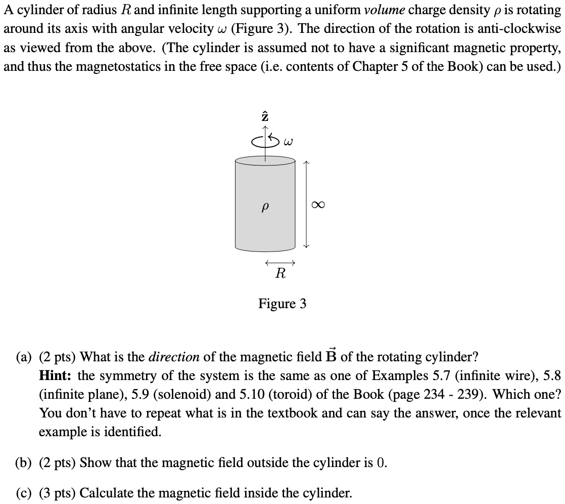 Solved A cylinder of radius R and infinite length supporting