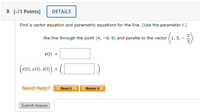 Solved Find a vector equation and parametric equations for | Chegg.com