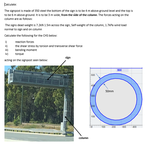 Wind Loading Example For Sign Posts Solved Calculate: The signpost is made of 350 steel the | Chegg.com