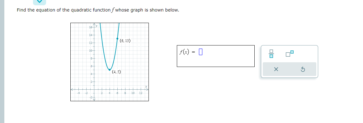 Solved Find the equation of the quadratic function f whose | Chegg.com