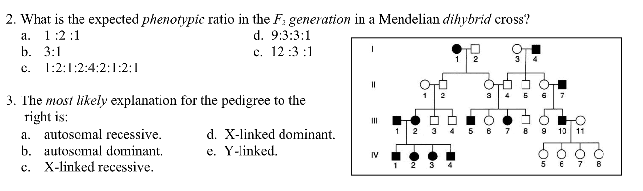 Solved 2. What is the expected phenotypic ratio in the F, | Chegg.com