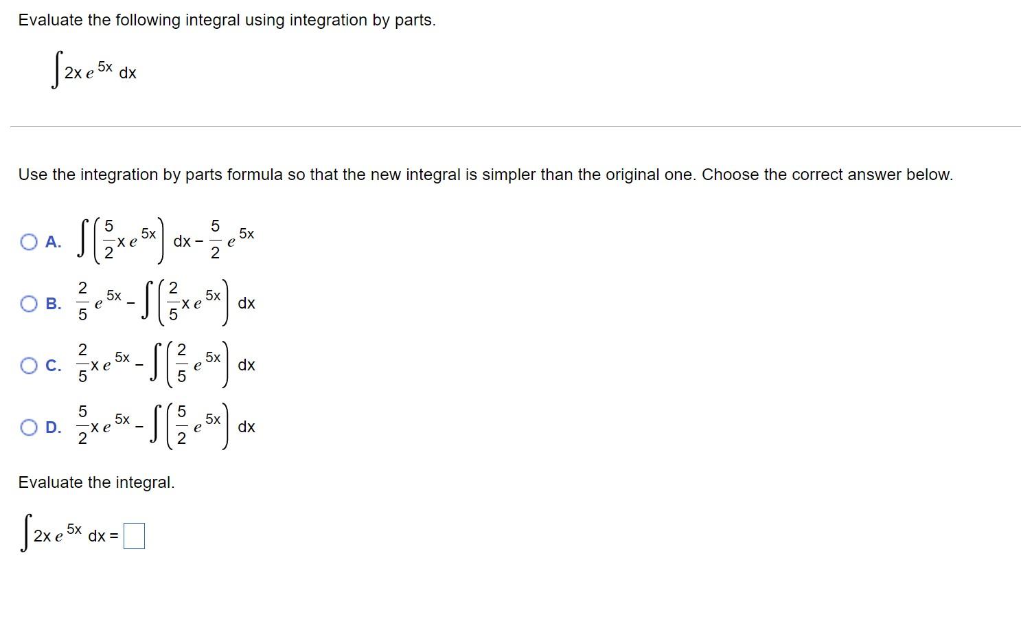 Solved Evaluate the following integral using integration by | Chegg.com