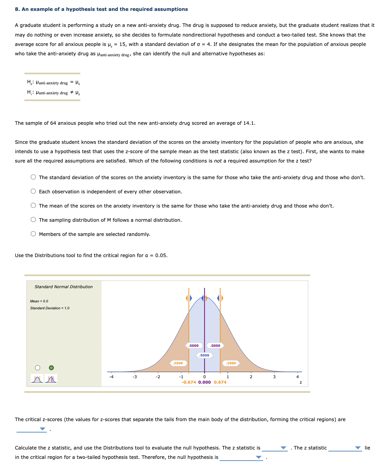 Solved 8. An example of a hypothesis test and the required | Chegg.com