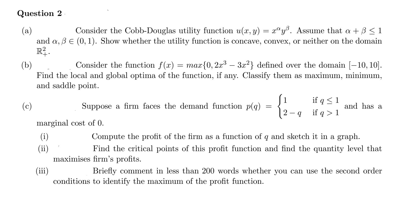 Solved (a) Consider the Cobb-Douglas utility function | Chegg.com