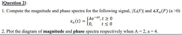 Solved LQuestion 2 1. Compute the magnitude and phase | Chegg.com