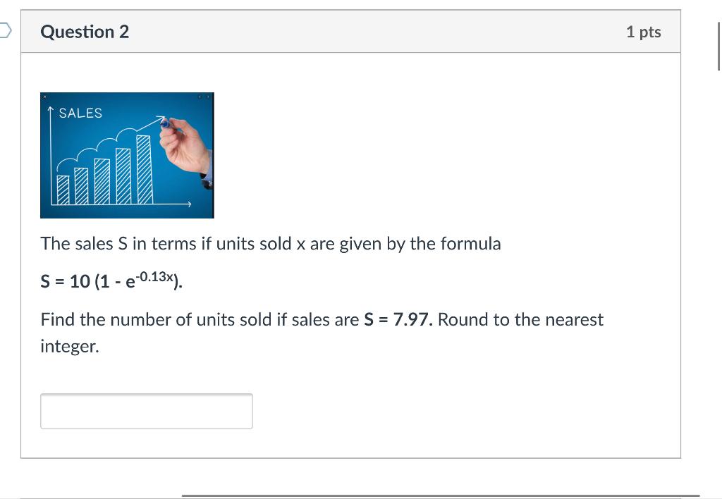 Solved Question 2 1 pts SALES The sales S in terms if units | Chegg.com