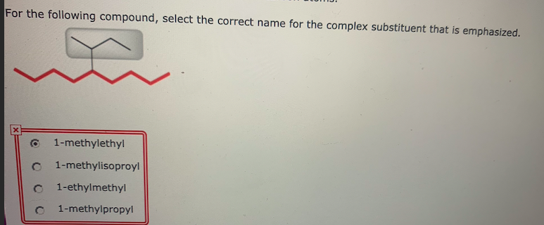 Solved For the following compound, select the correct name | Chegg.com