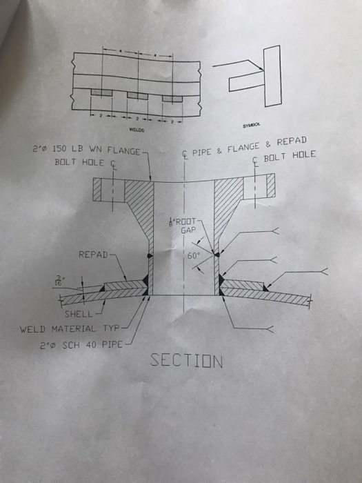 PIPE & FLANGE & REPAD BOLT HOLE 2' 150 LB WN FLANGE