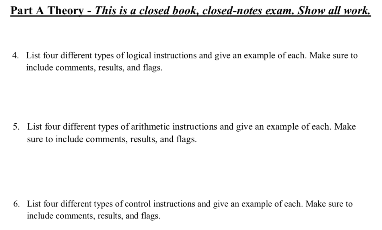 Part A Theory - This is a closed book, closed-notes | Chegg.com