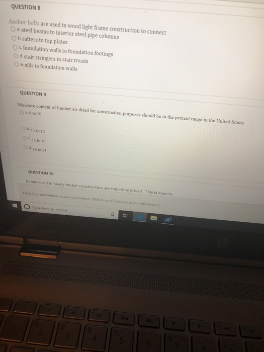 Solved QUESTION Anchor bolts are used in wood light frame