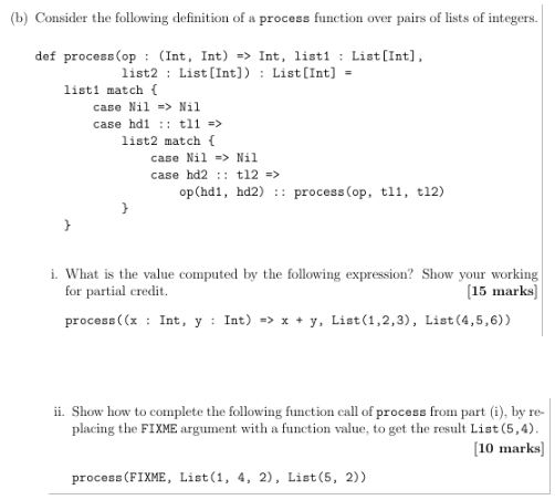 Solved (b) Consider the following definition of a process | Chegg.com