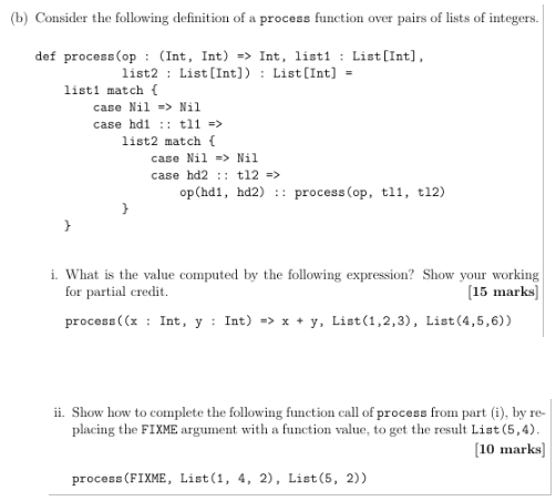 Solved (b) Consider The Following Definition Of A Process | Chegg.com